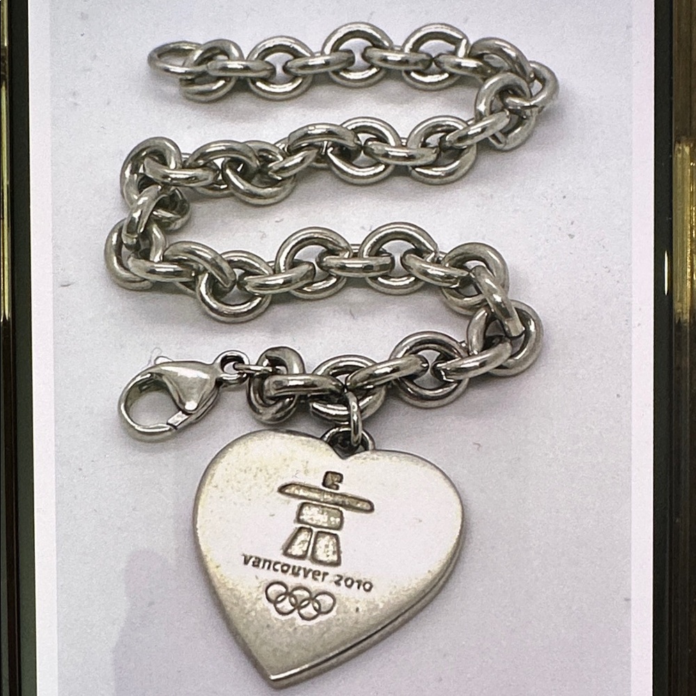 BIRKS Solid .925 Silver 2010 OLYMPICS HEART shaped bracelet size 7 - Picture 6 of 13